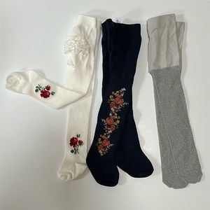 Bundle of 3 Janie and Jack tights.perfect under skirts and dresses. Size: 0-6